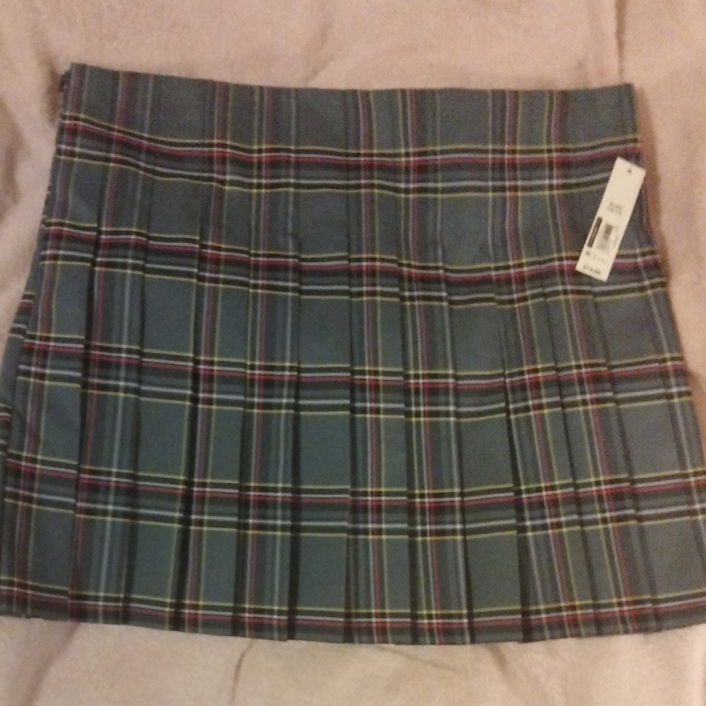 No Boundaries Blue Plaid Midi Skirt